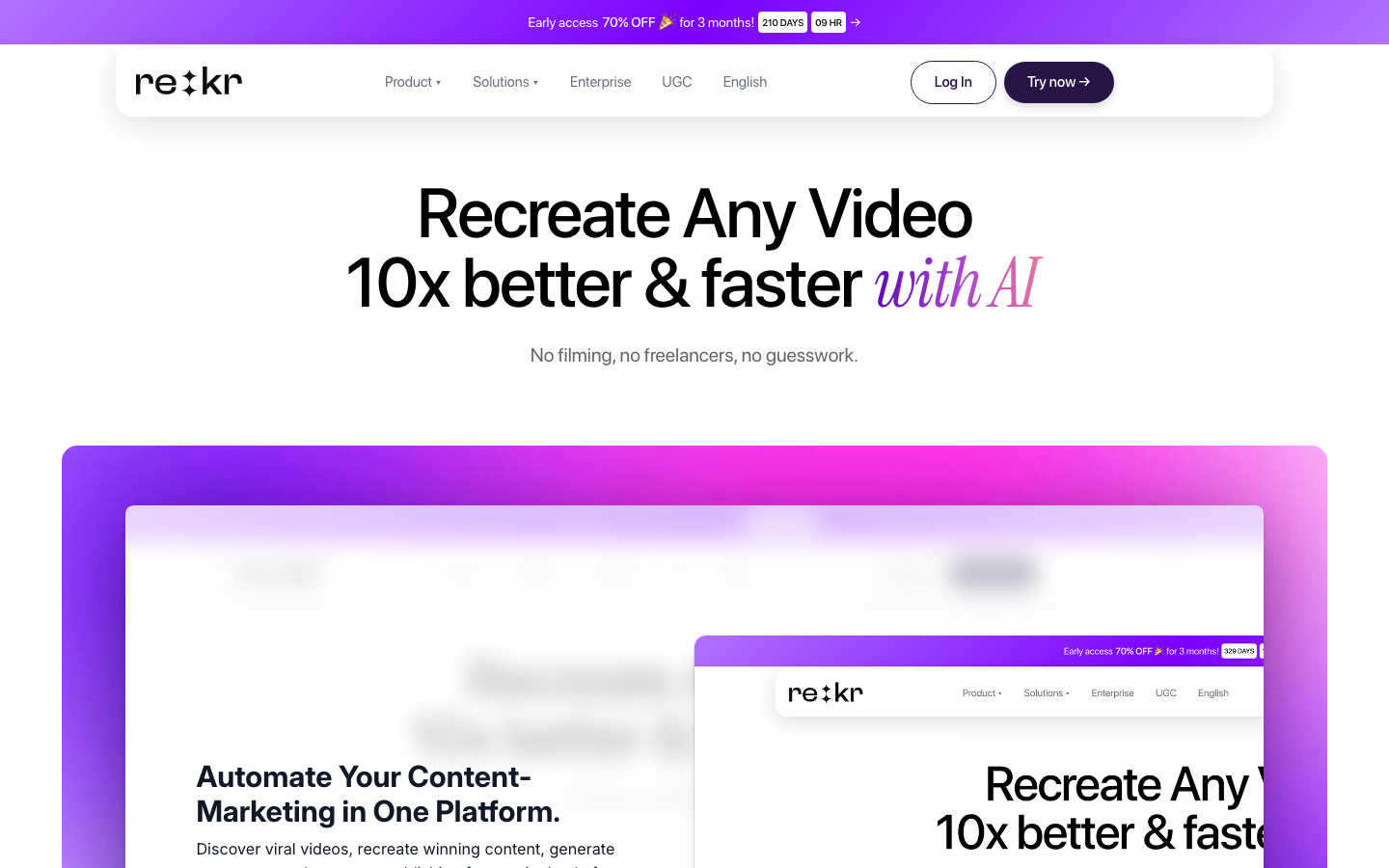 rekreate AI landing_page