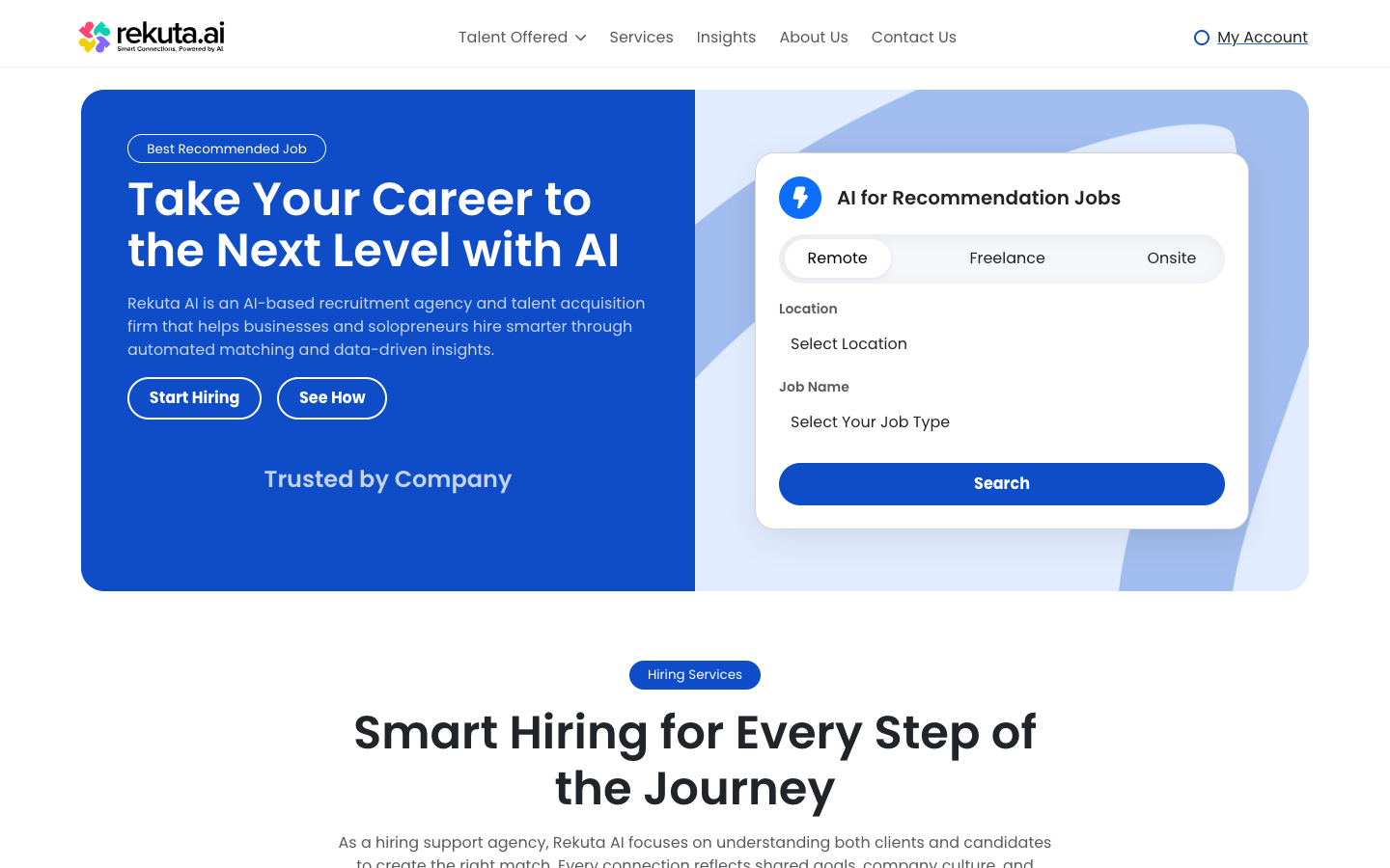 Rekuta homepage screenshot