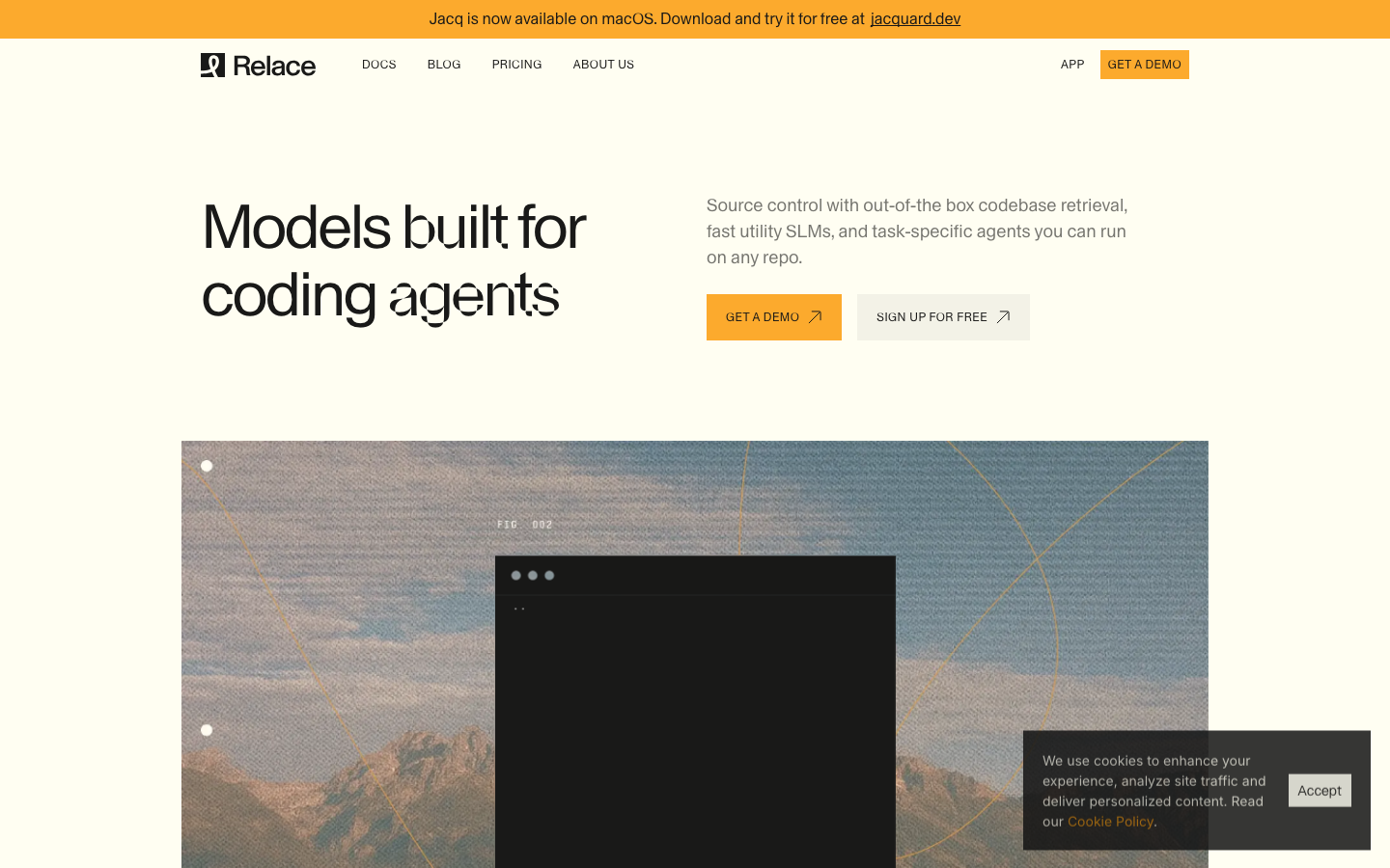 Relace homepage screenshot