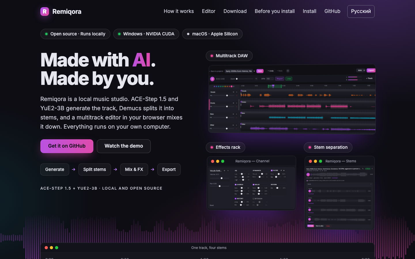 Remiqora homepage screenshot