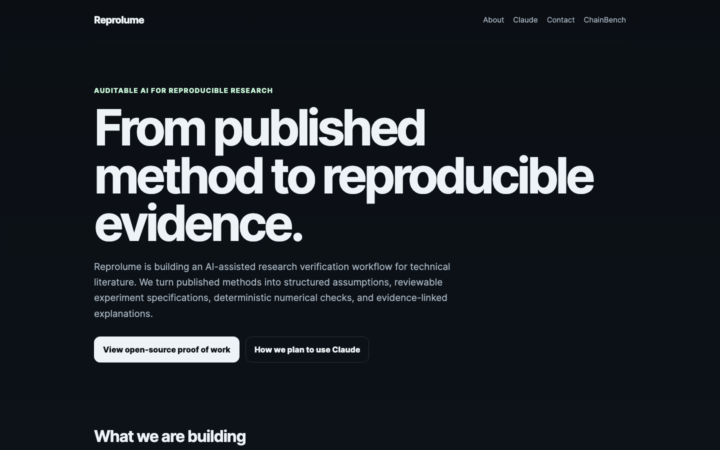 Reprolume homepage screenshot
