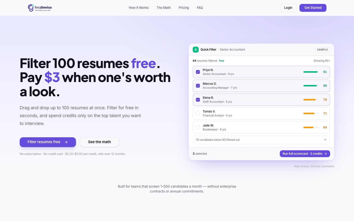 ReqGenius homepage screenshot