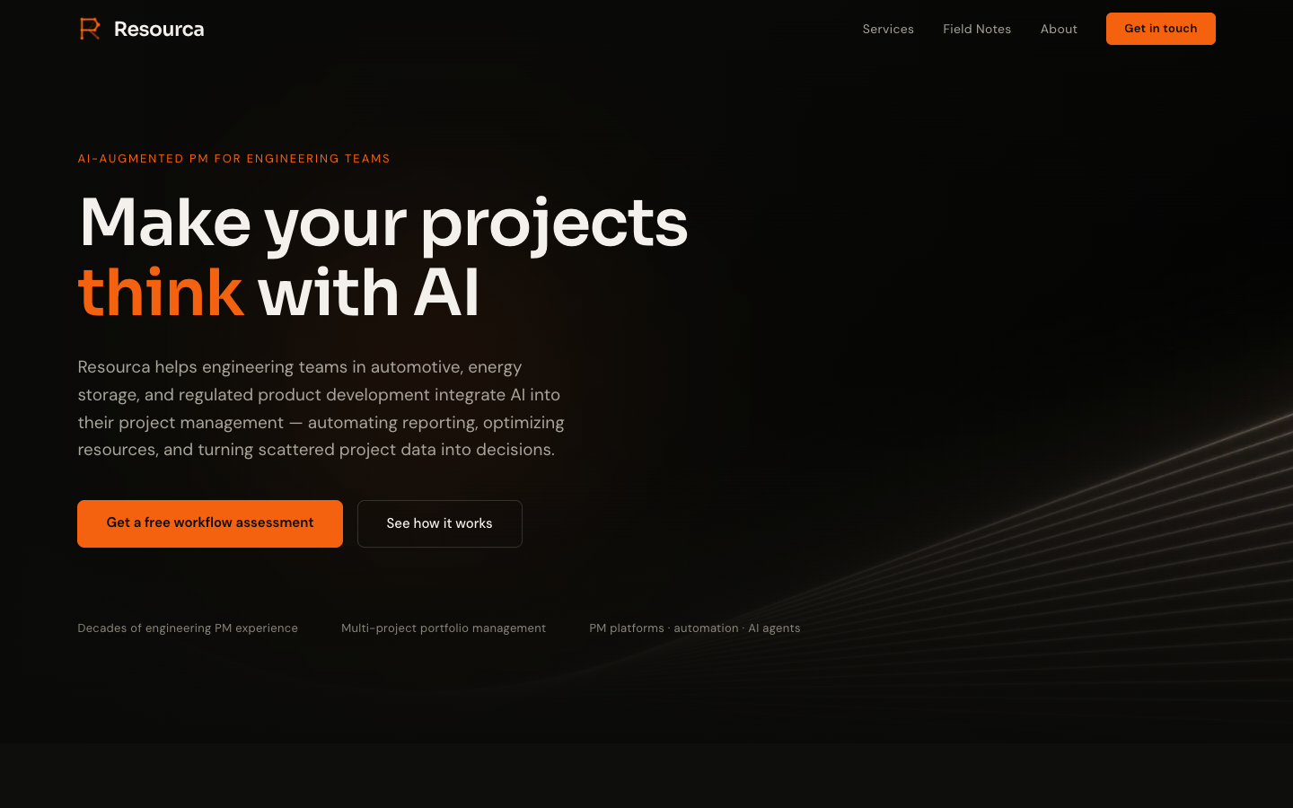 Resourca homepage screenshot