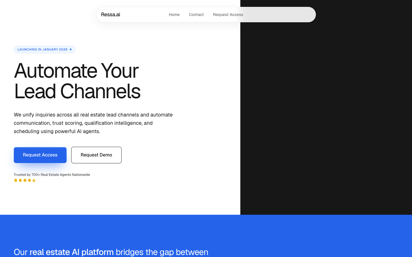 Ressa homepage screenshot