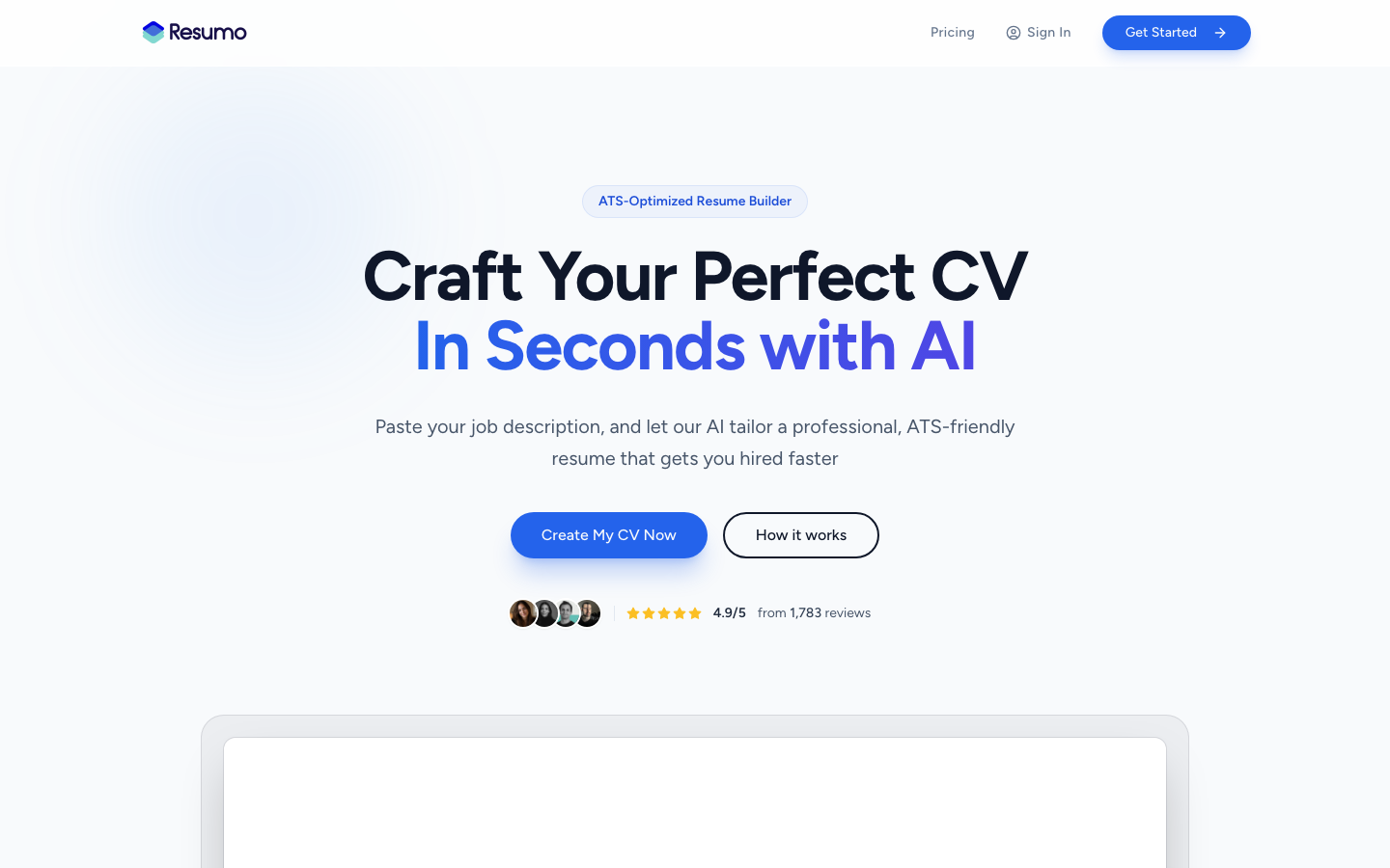 Resumo homepage screenshot