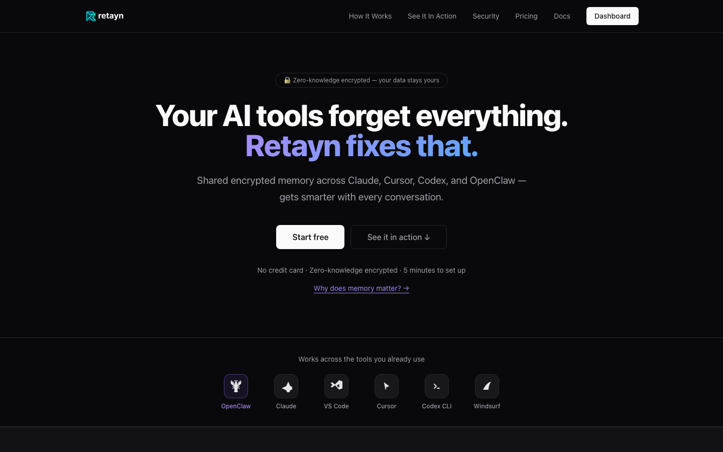 Retayn homepage screenshot