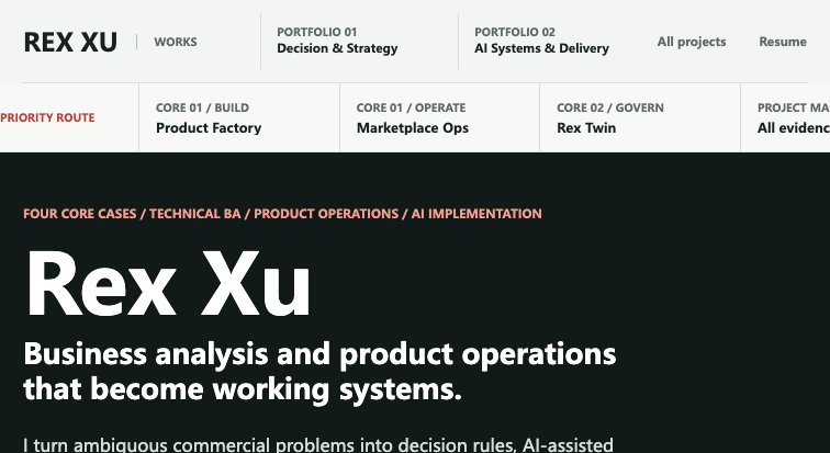 Rex Xu Works homepage screenshot