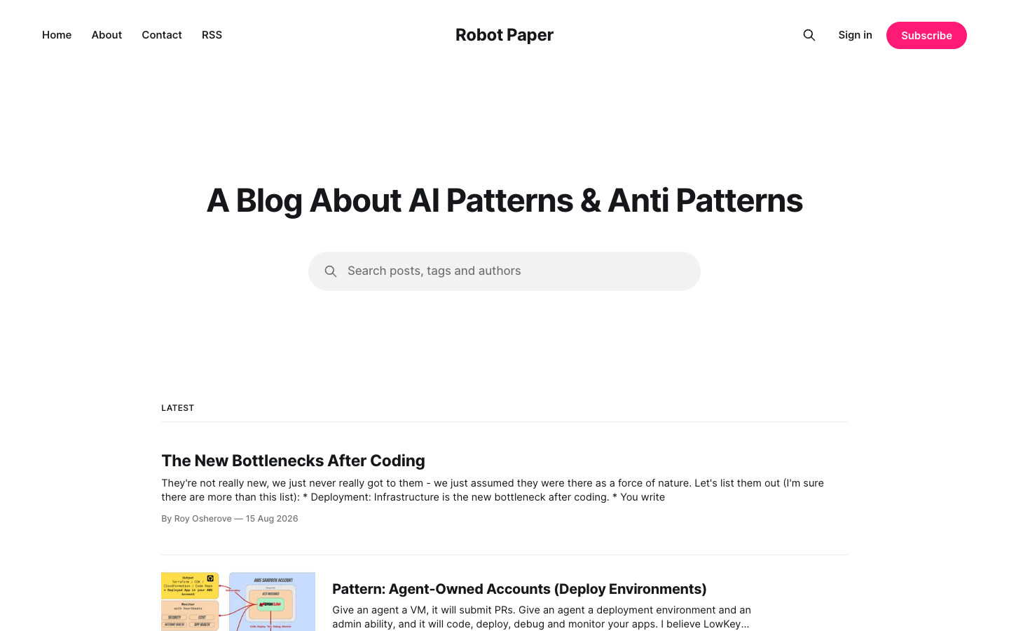 Robot Paper homepage screenshot