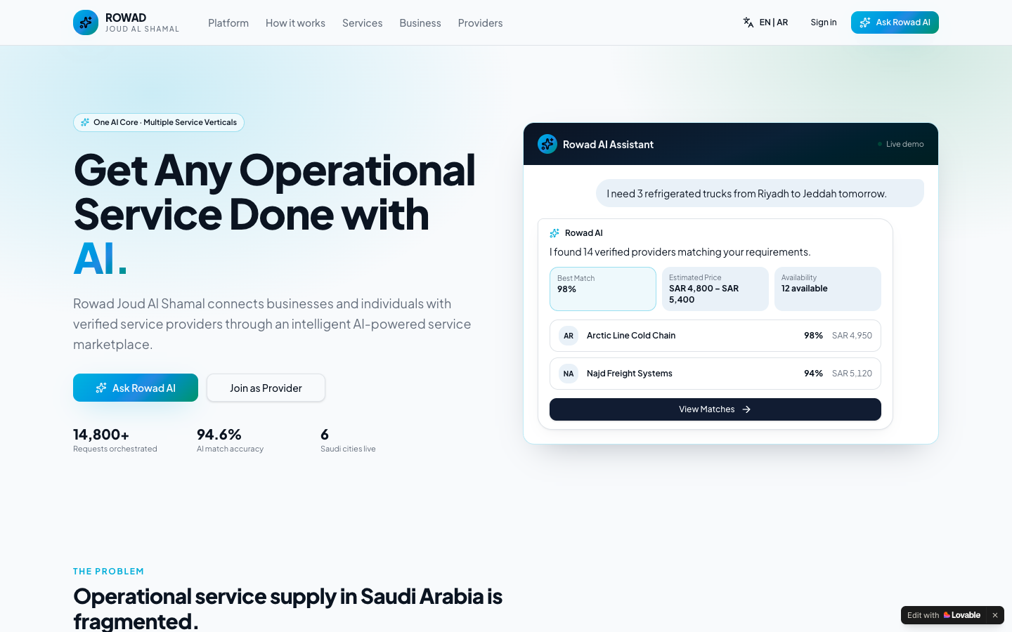 Rowad Joud Al Shamal homepage screenshot