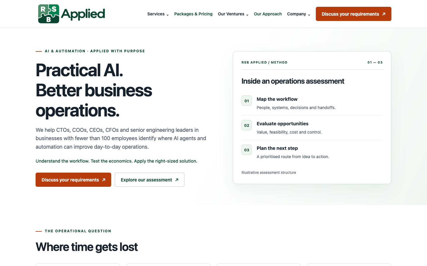 RSB Applied homepage screenshot