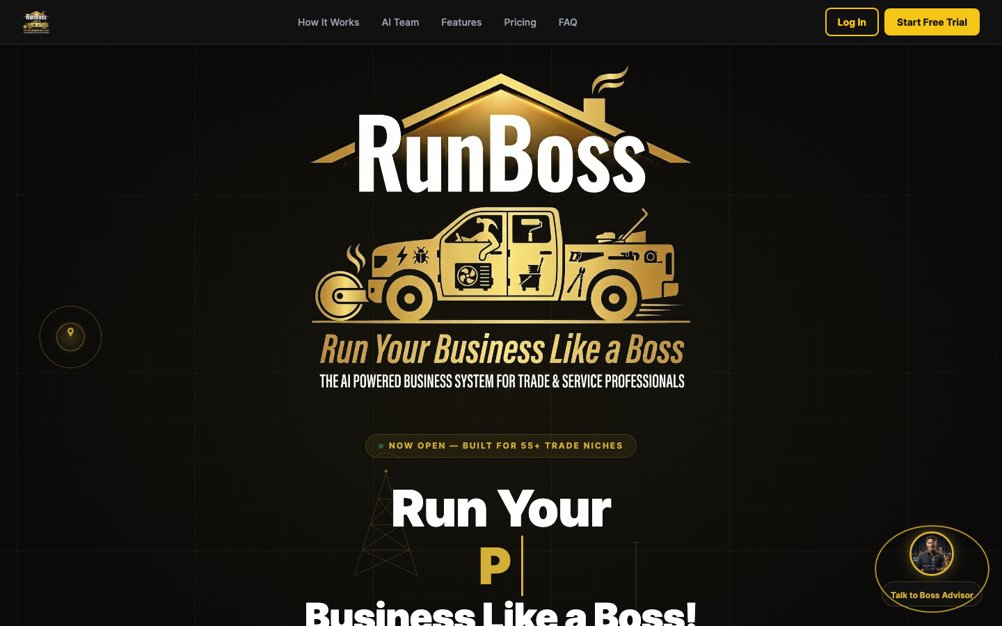 RunBoss homepage screenshot