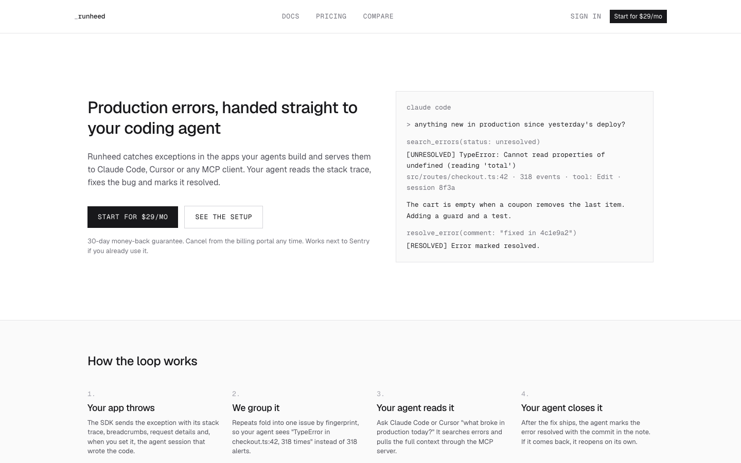 Runheed homepage screenshot