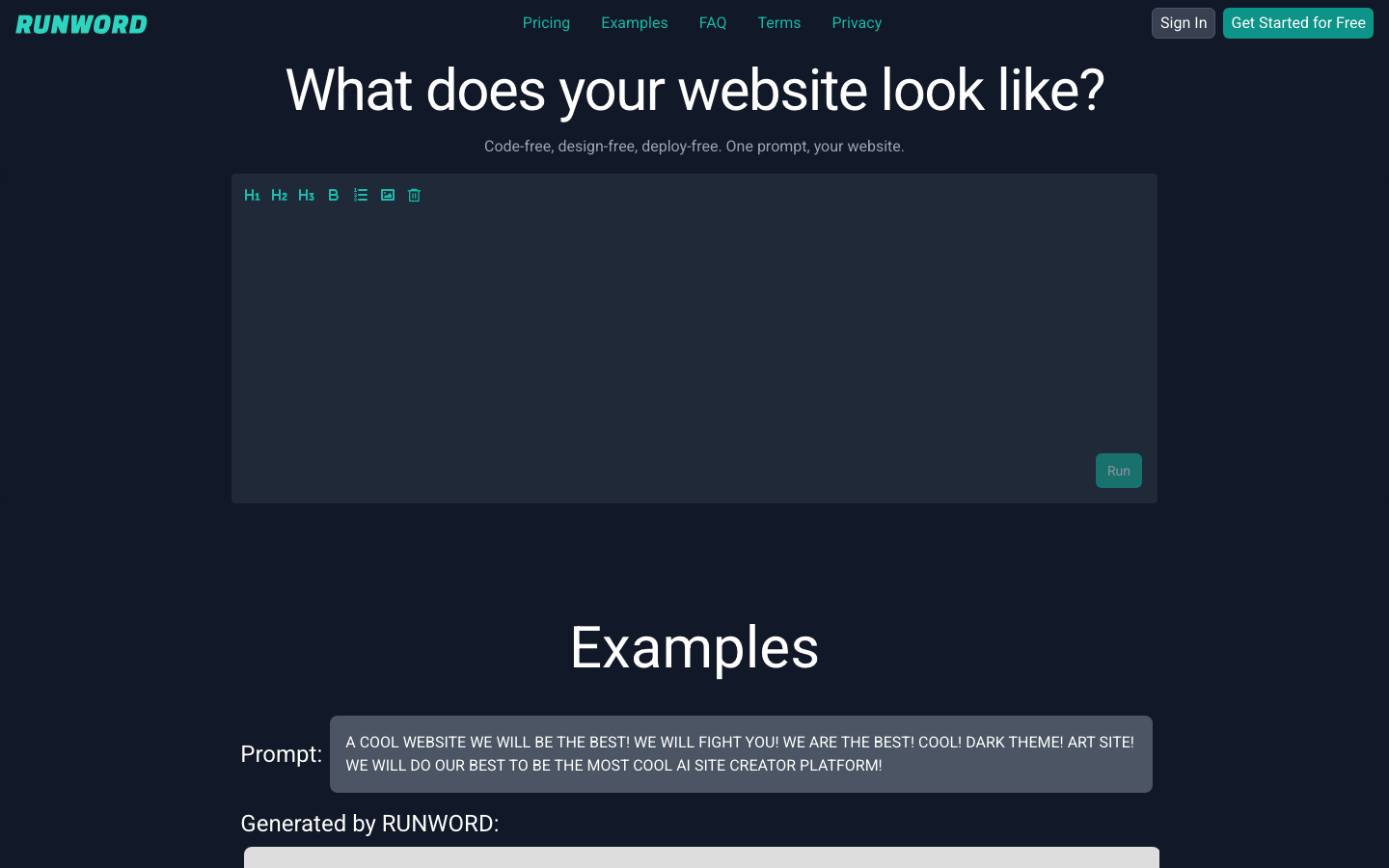 runword.ai homepage screenshot