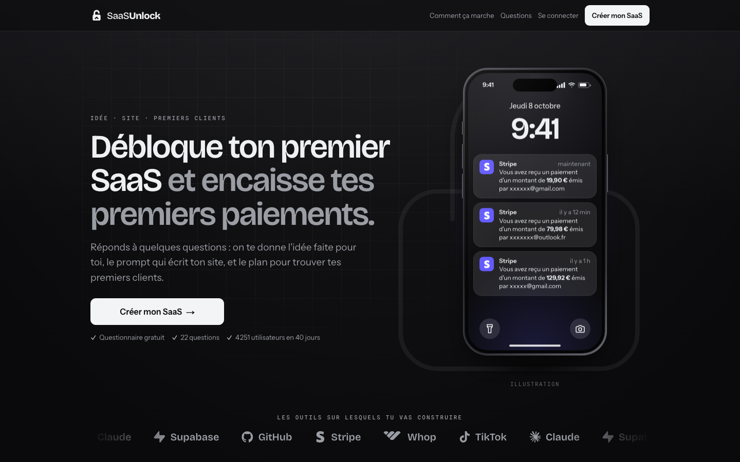 SaaSUnlock homepage screenshot