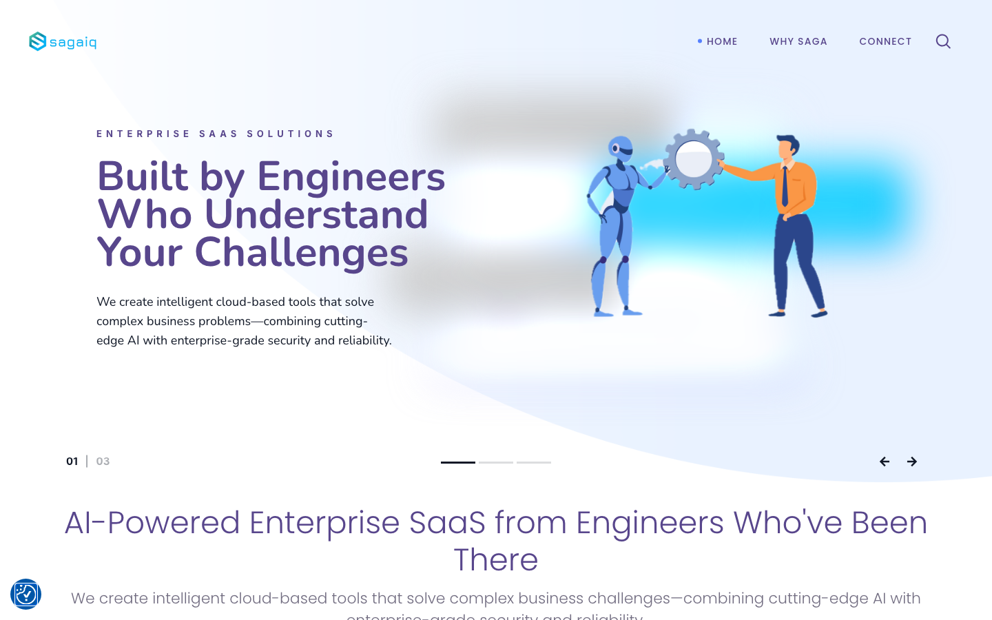 SagaIQ homepage screenshot