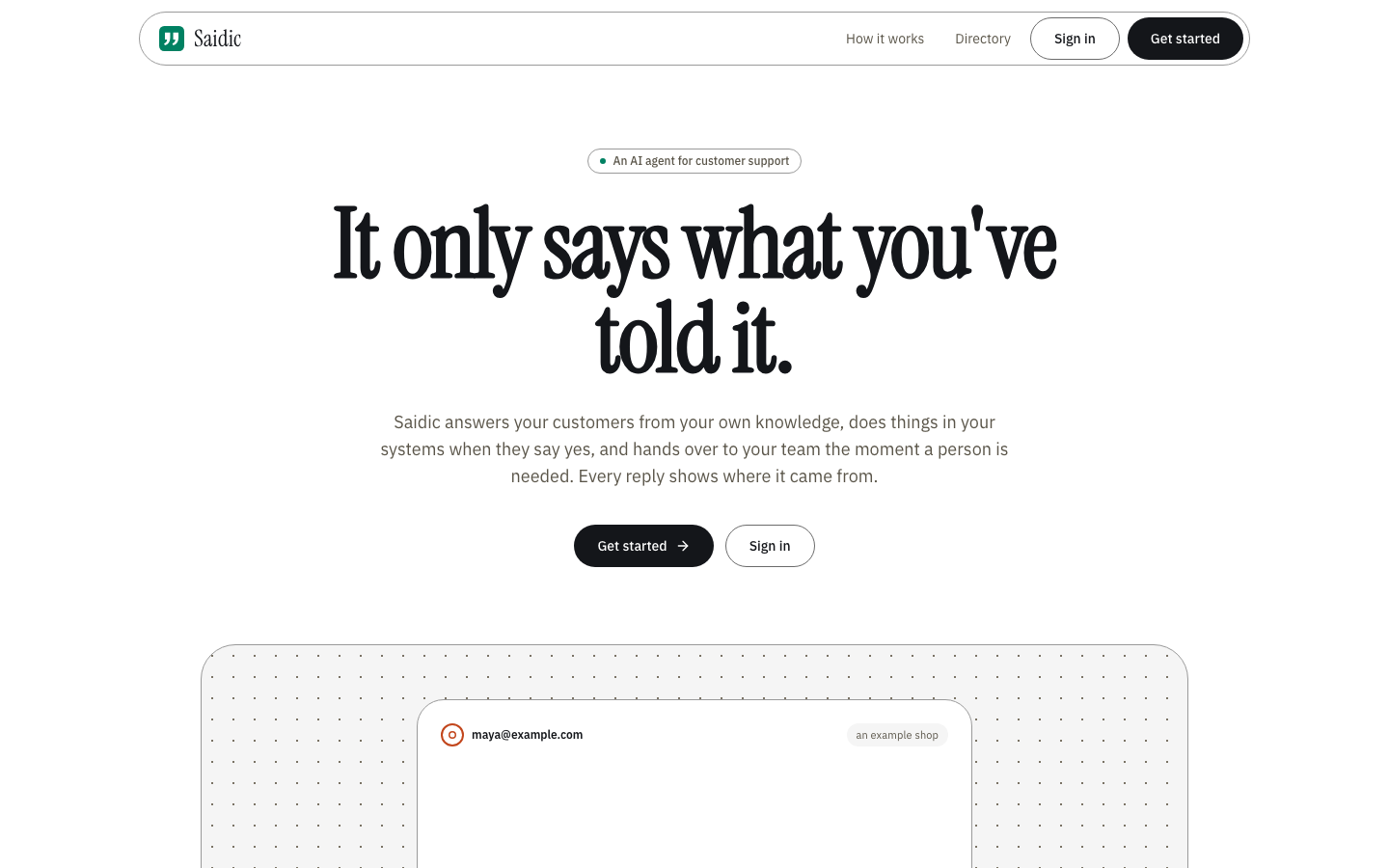 Saidic homepage screenshot