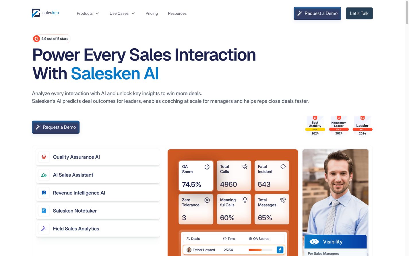 Salesken.ai 首页截图