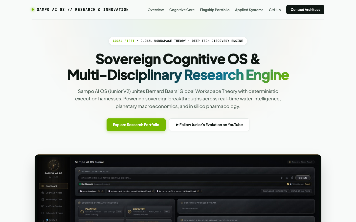 Sampo AI OS homepage screenshot