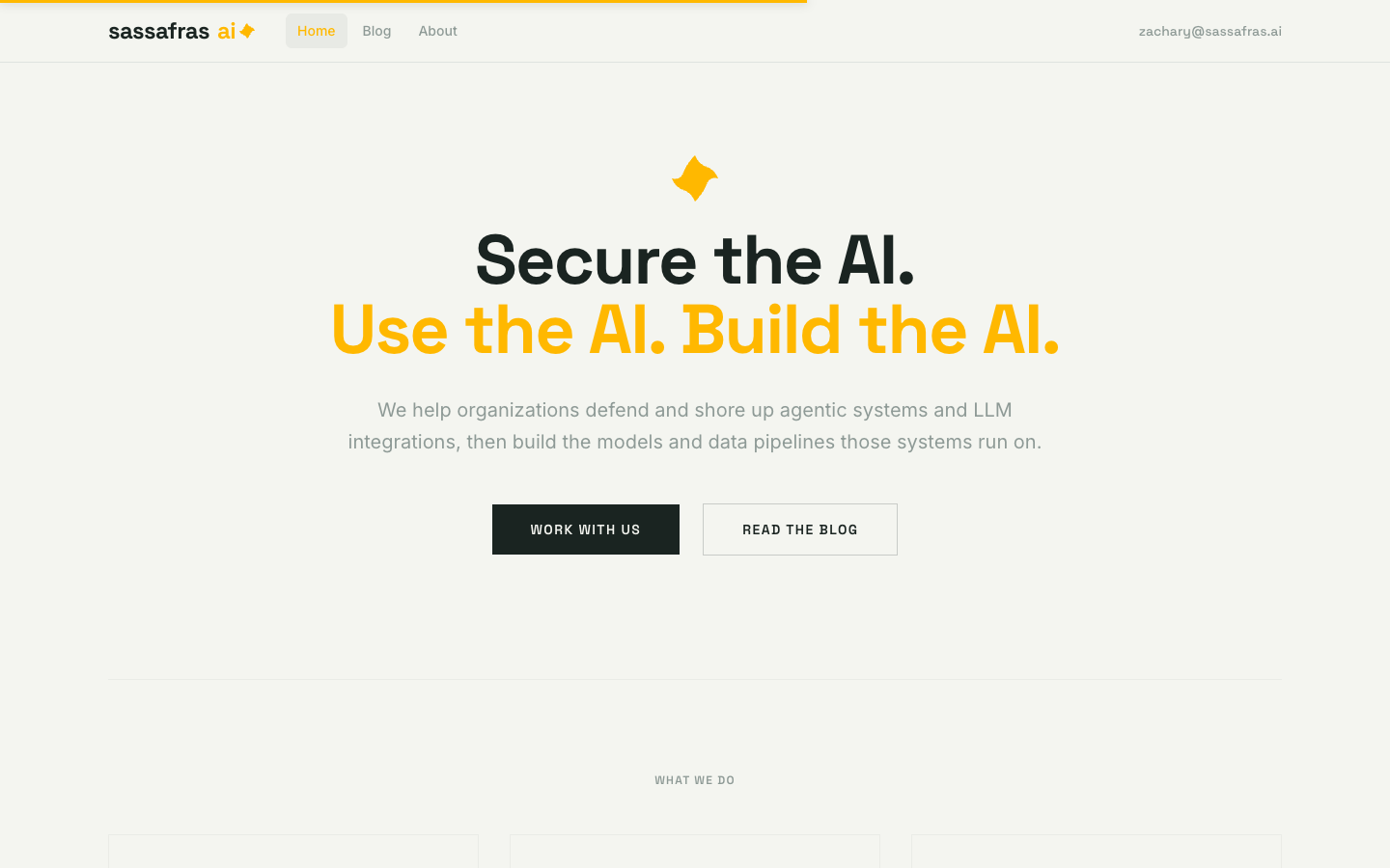 Sassafras AI homepage screenshot