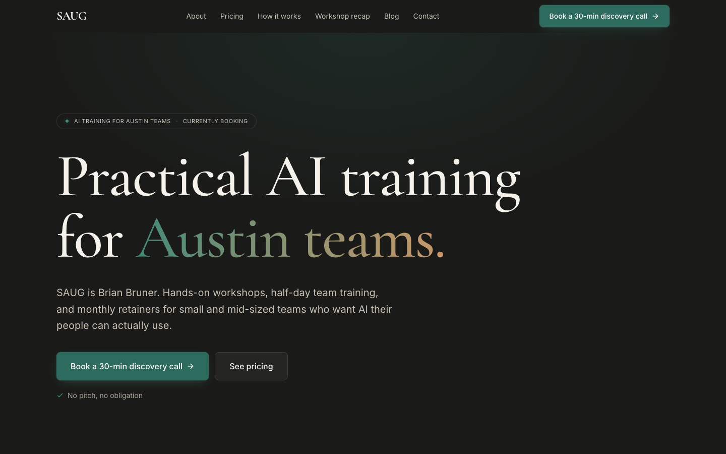 SAUG homepage screenshot