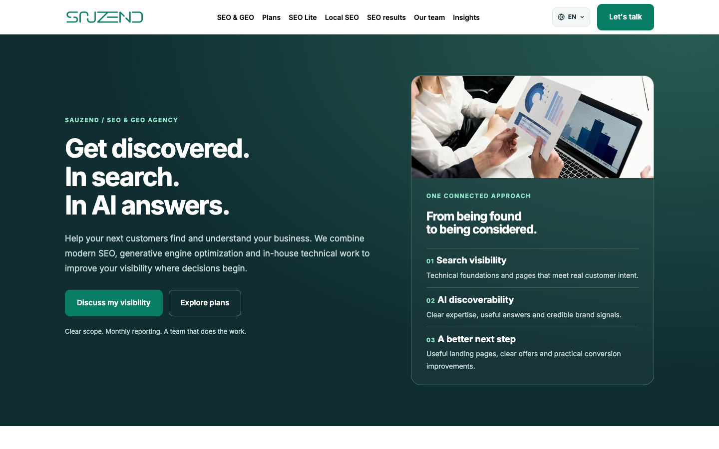 sauzend homepage screenshot