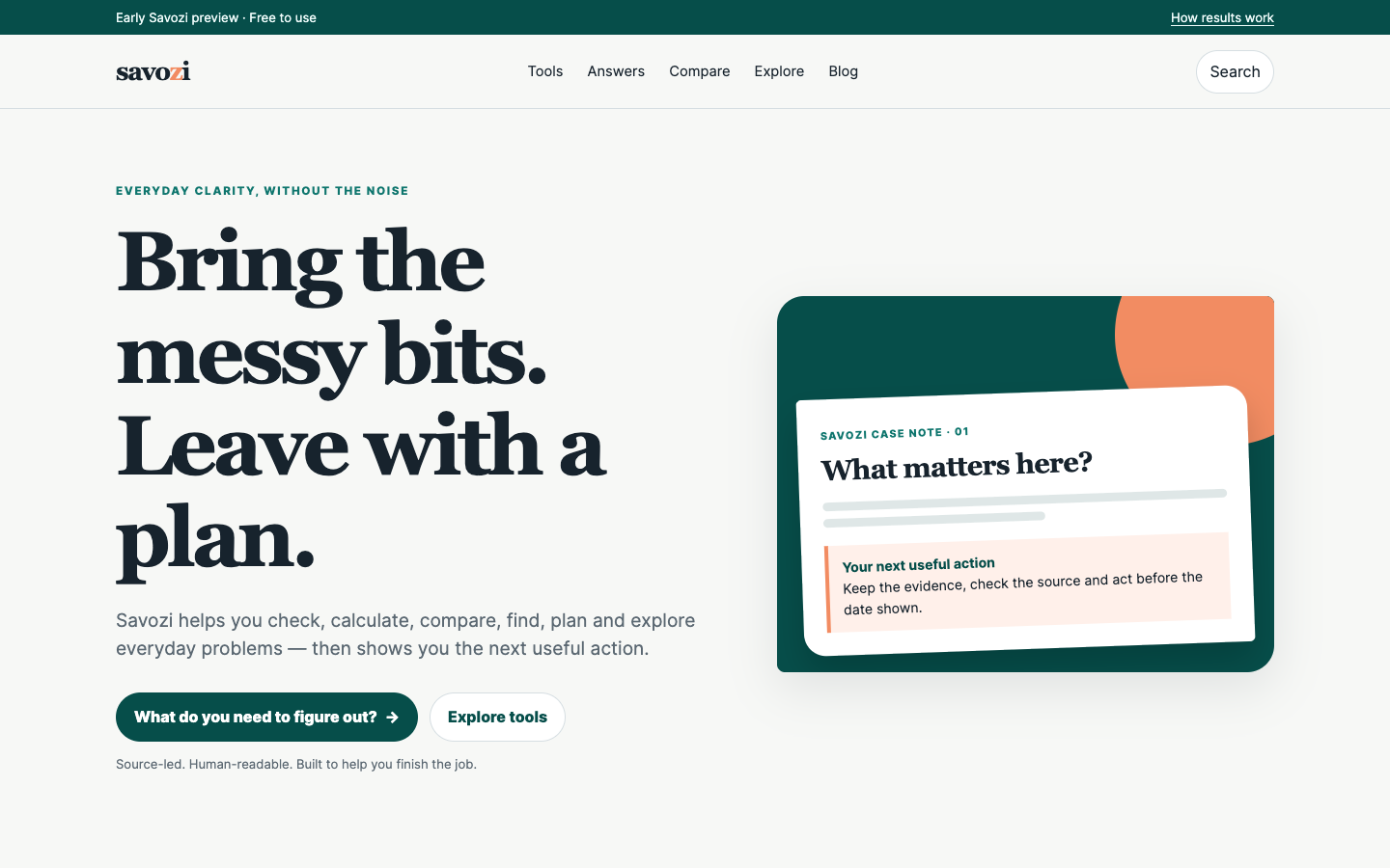 Savozi homepage screenshot