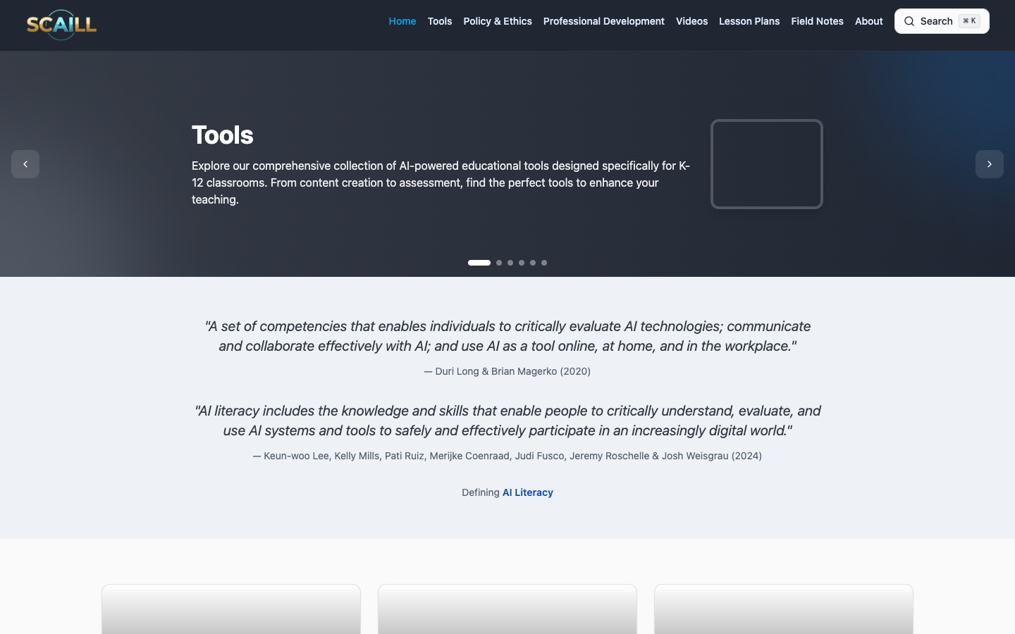 SCAILL homepage screenshot