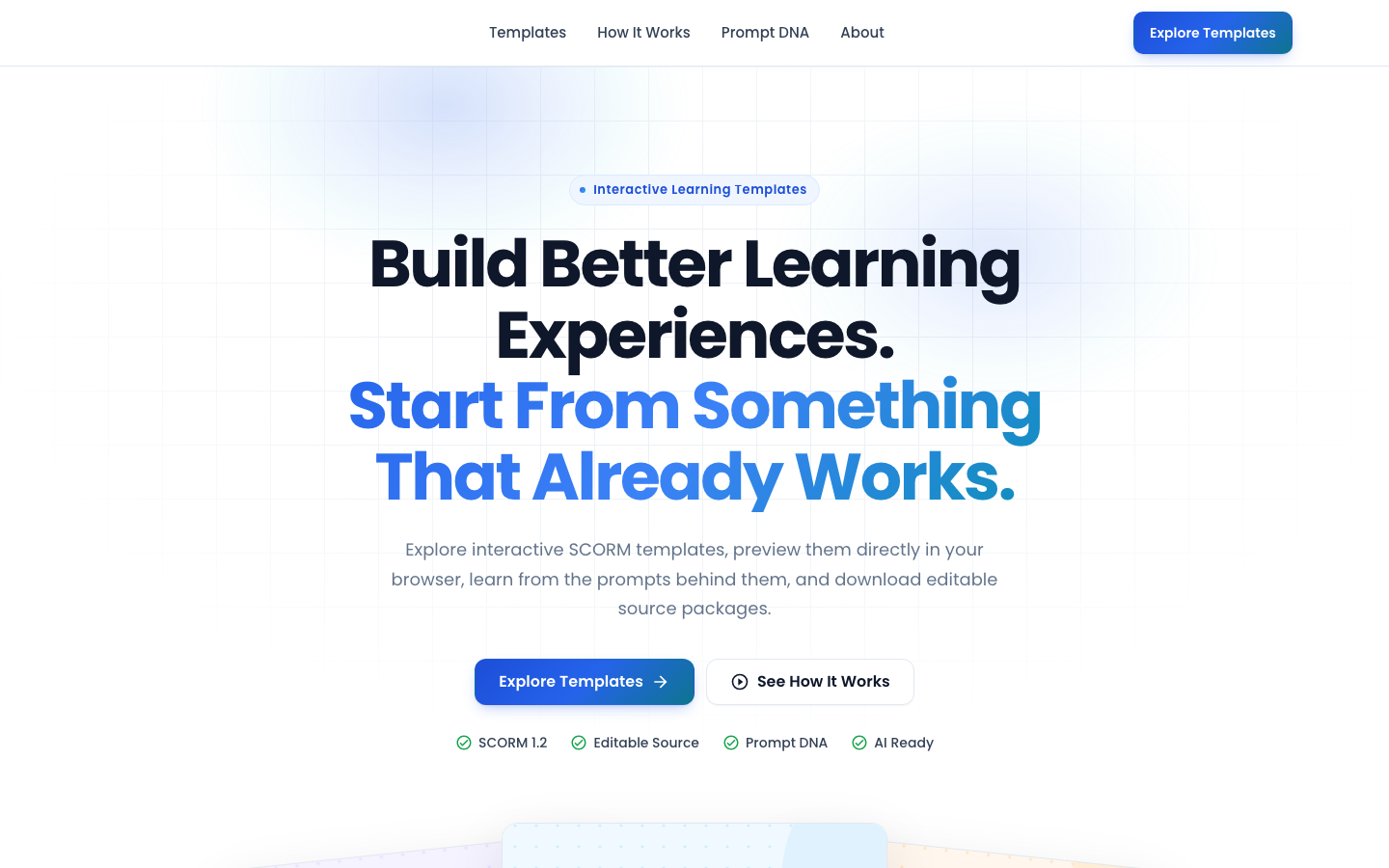 ScormDeck homepage screenshot