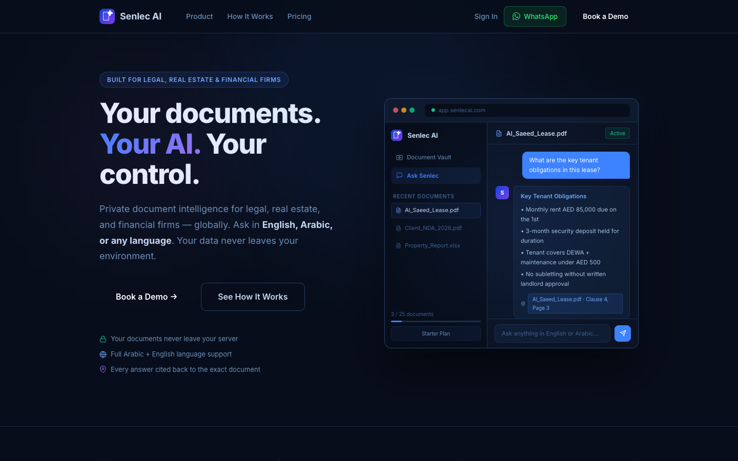 Senlec AI homepage screenshot