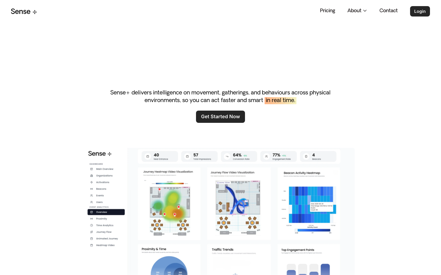 Sense+ homepage screenshot