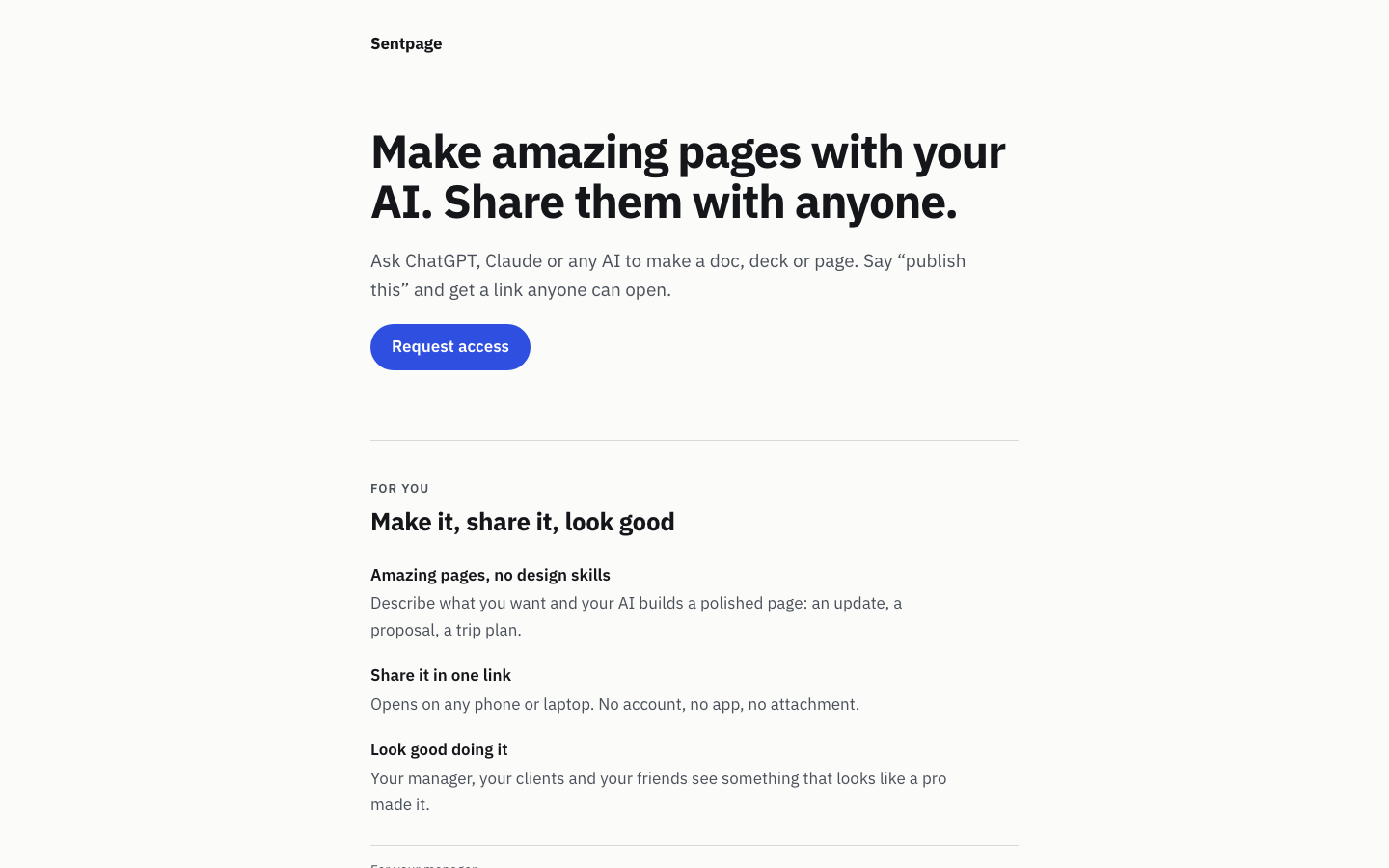 Sentpage homepage screenshot