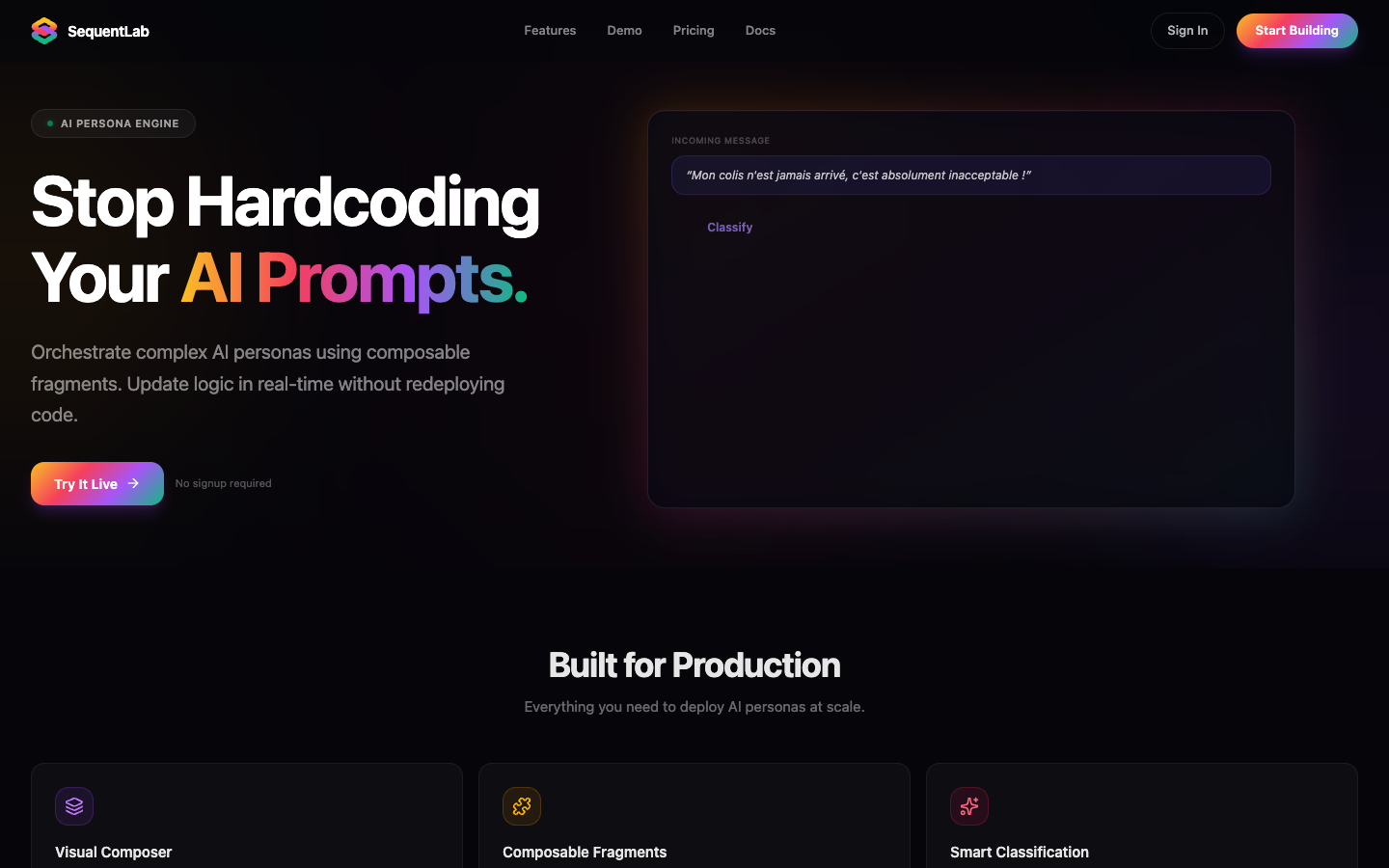 SequentLab homepage screenshot
