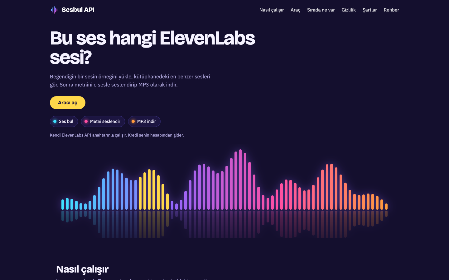 Sesbul API homepage screenshot