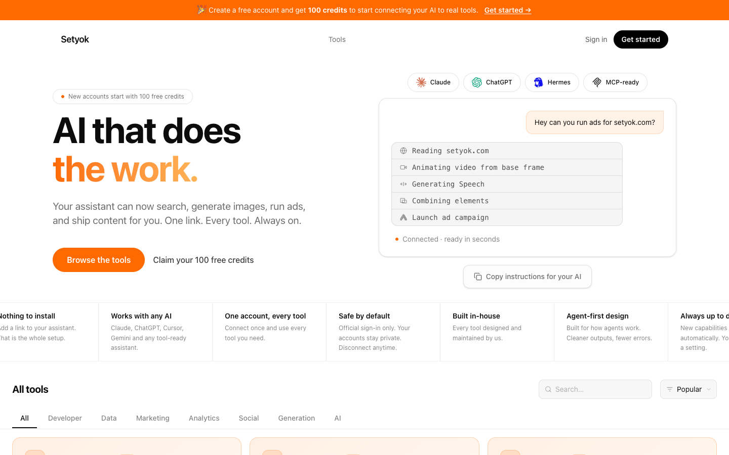 Setyok homepage screenshot