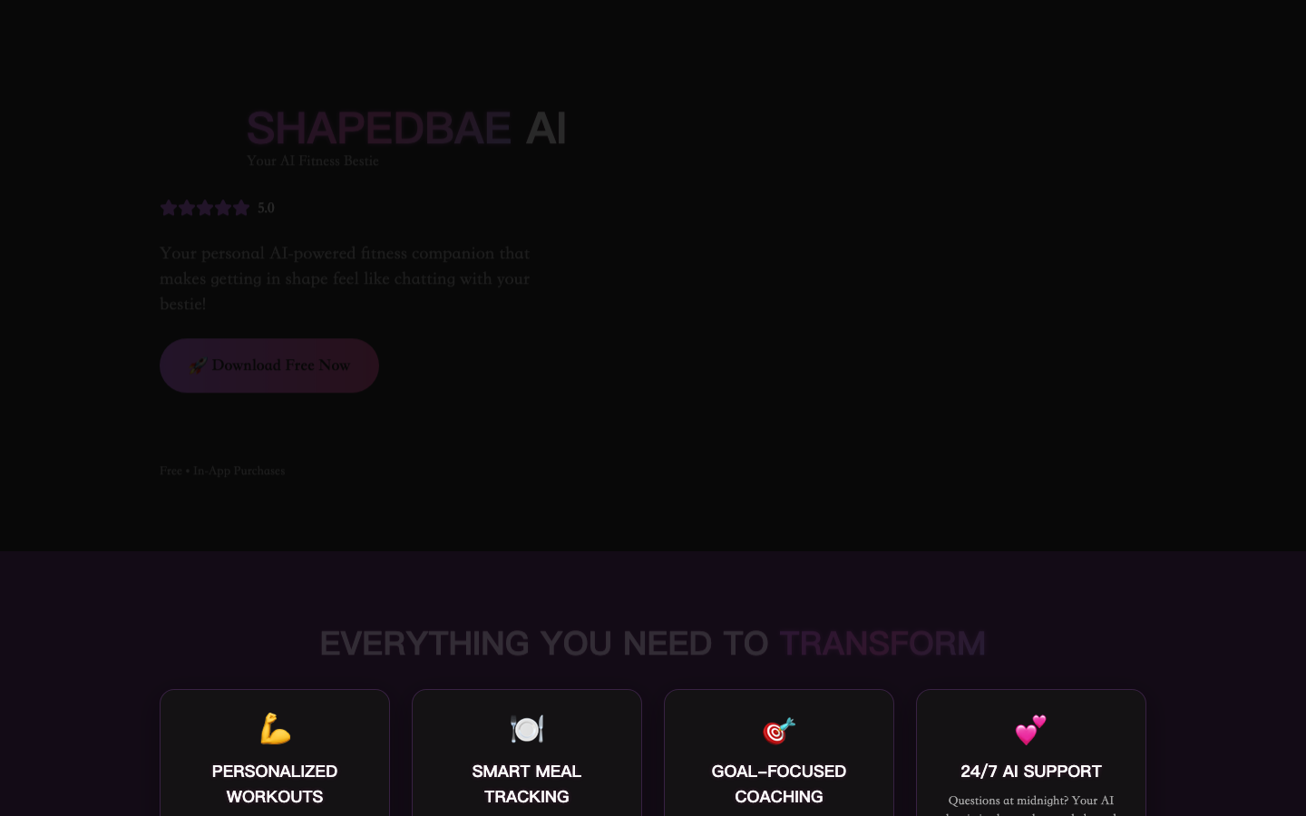 ShapedBae AI homepage screenshot