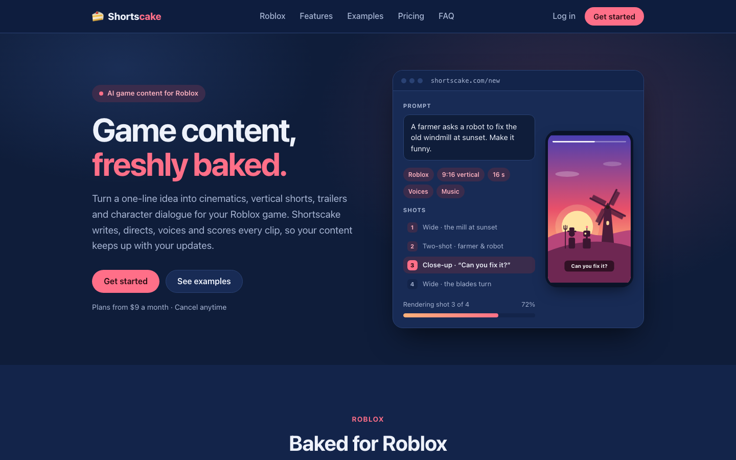 Shortscake homepage screenshot