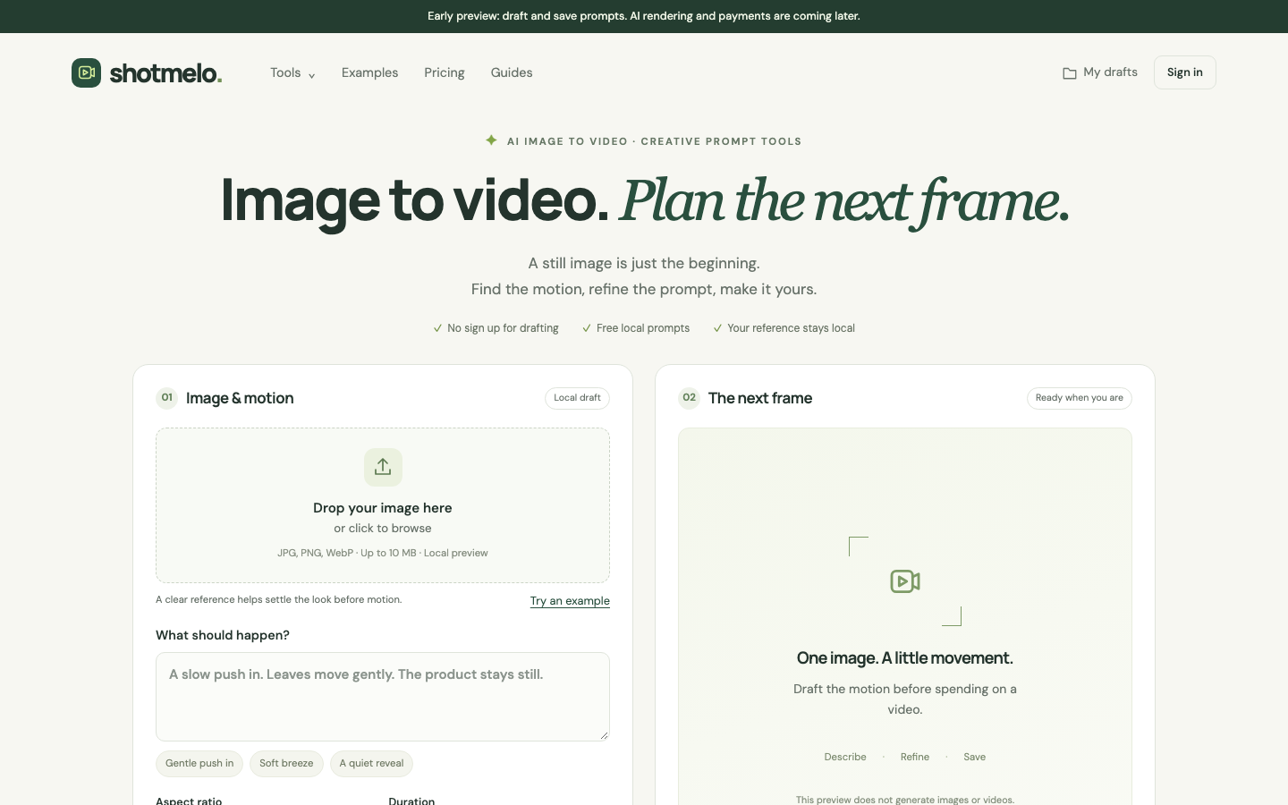 Shotmelo homepage screenshot