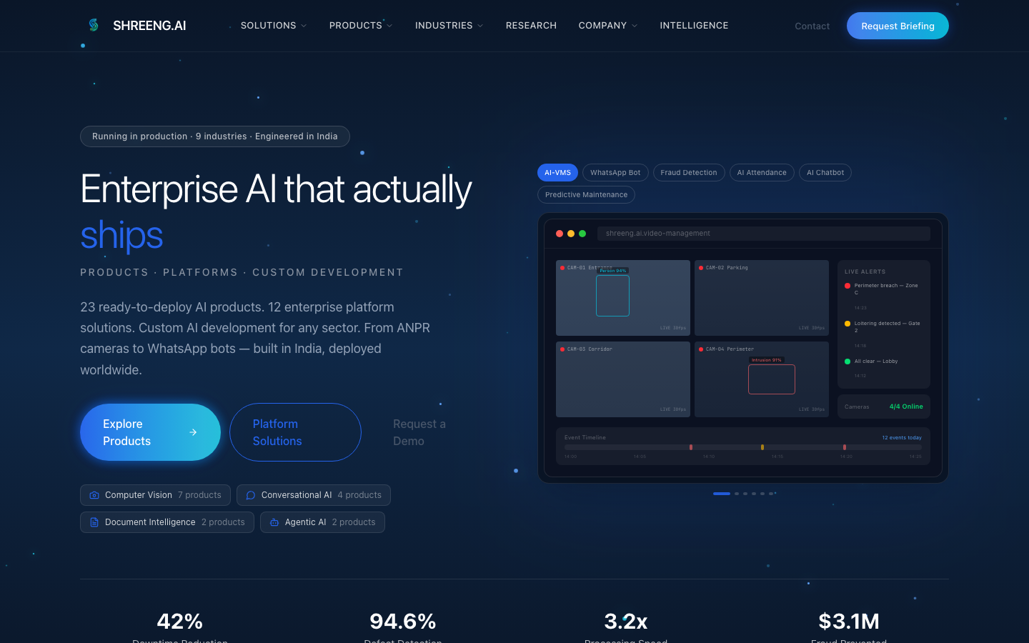 Shreeng AI homepage screenshot
