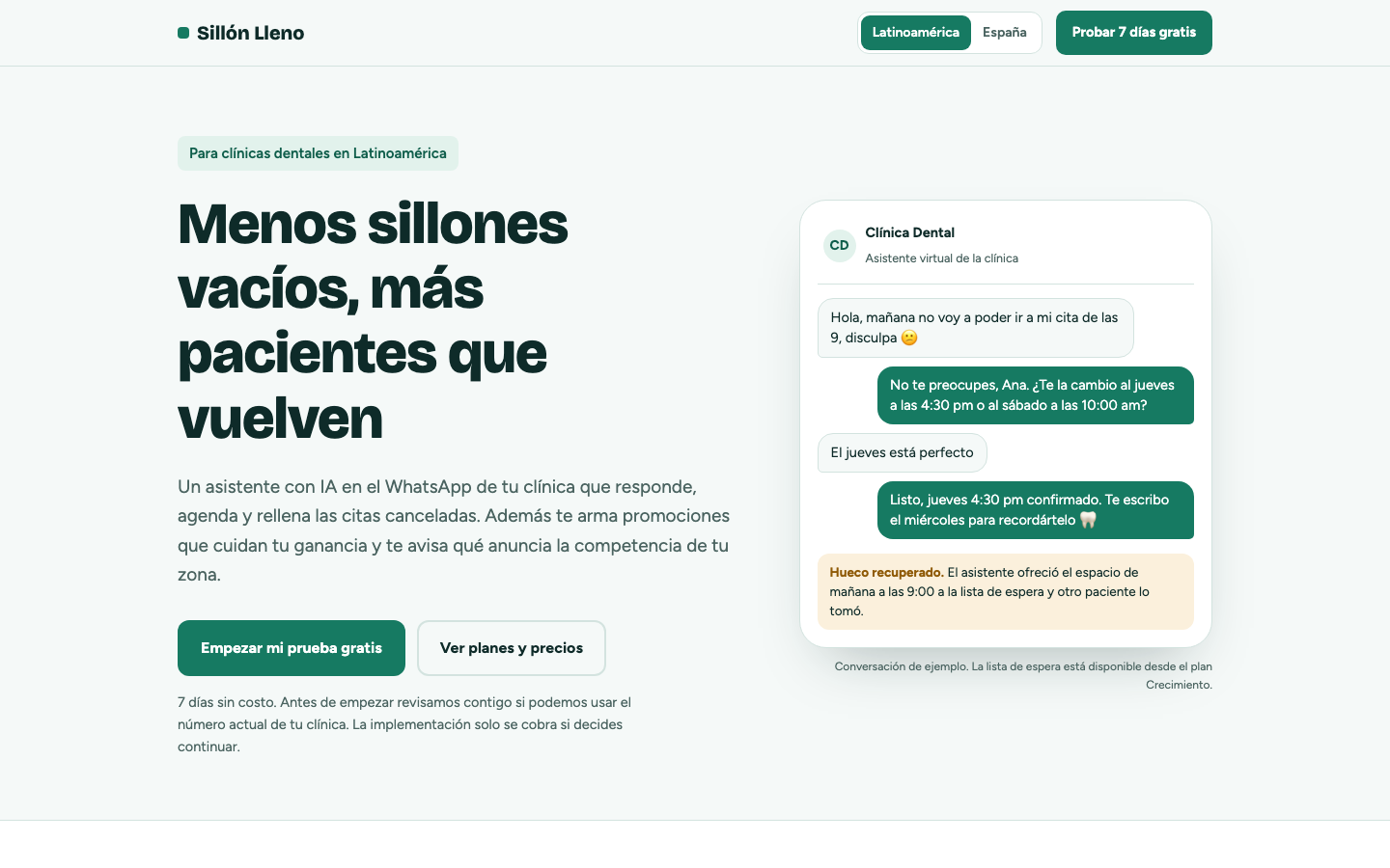 Sillón Lleno homepage screenshot