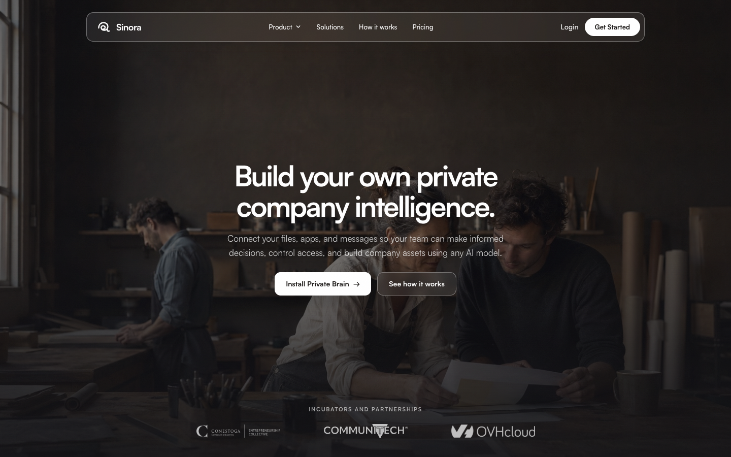Sinora homepage screenshot