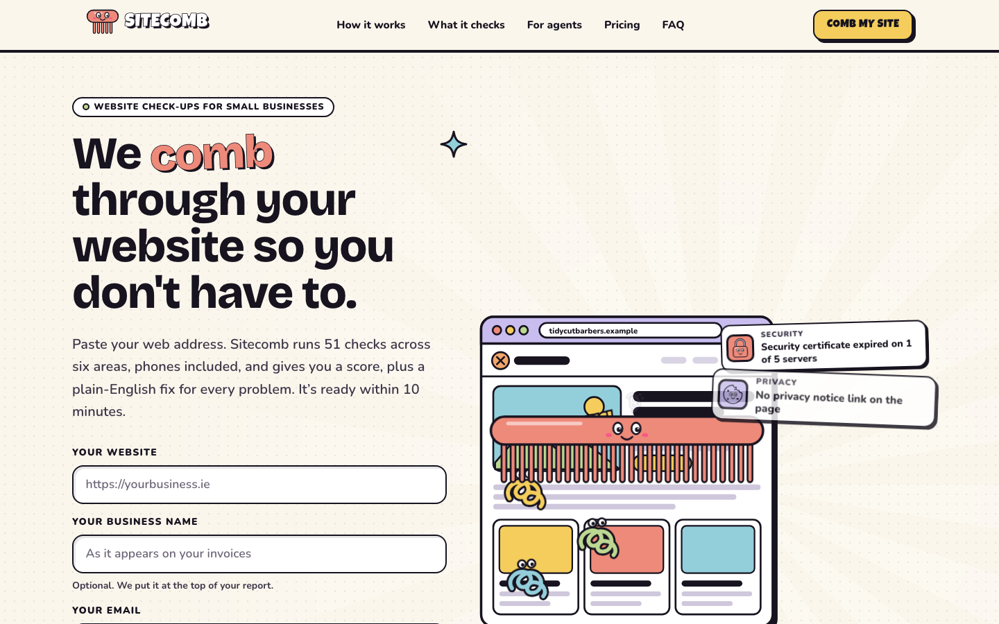 Sitecomb 首页截图