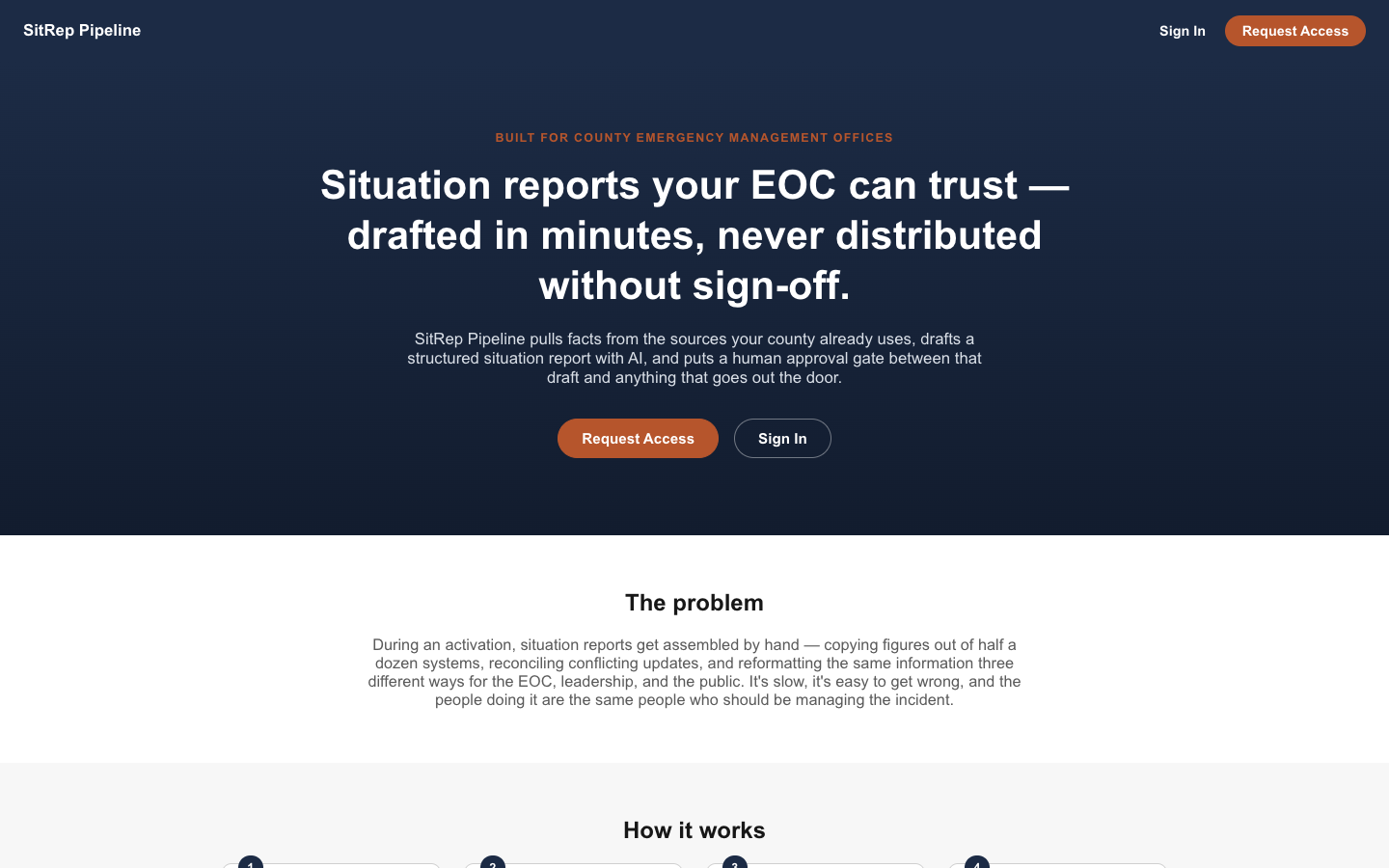 SitRep Pipeline homepage screenshot