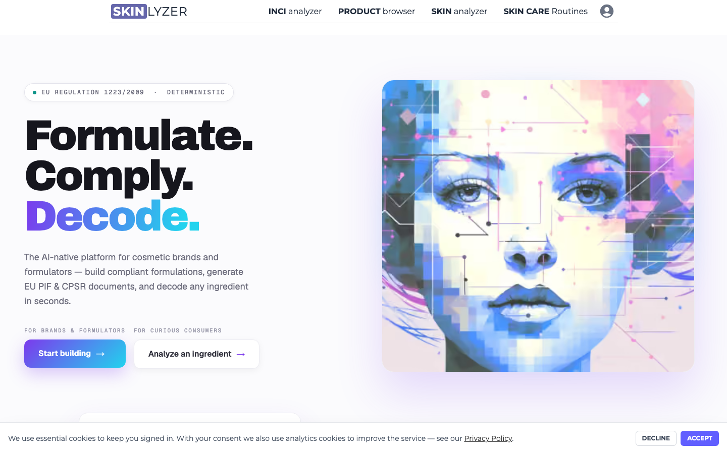 Skinlyzer homepage screenshot
