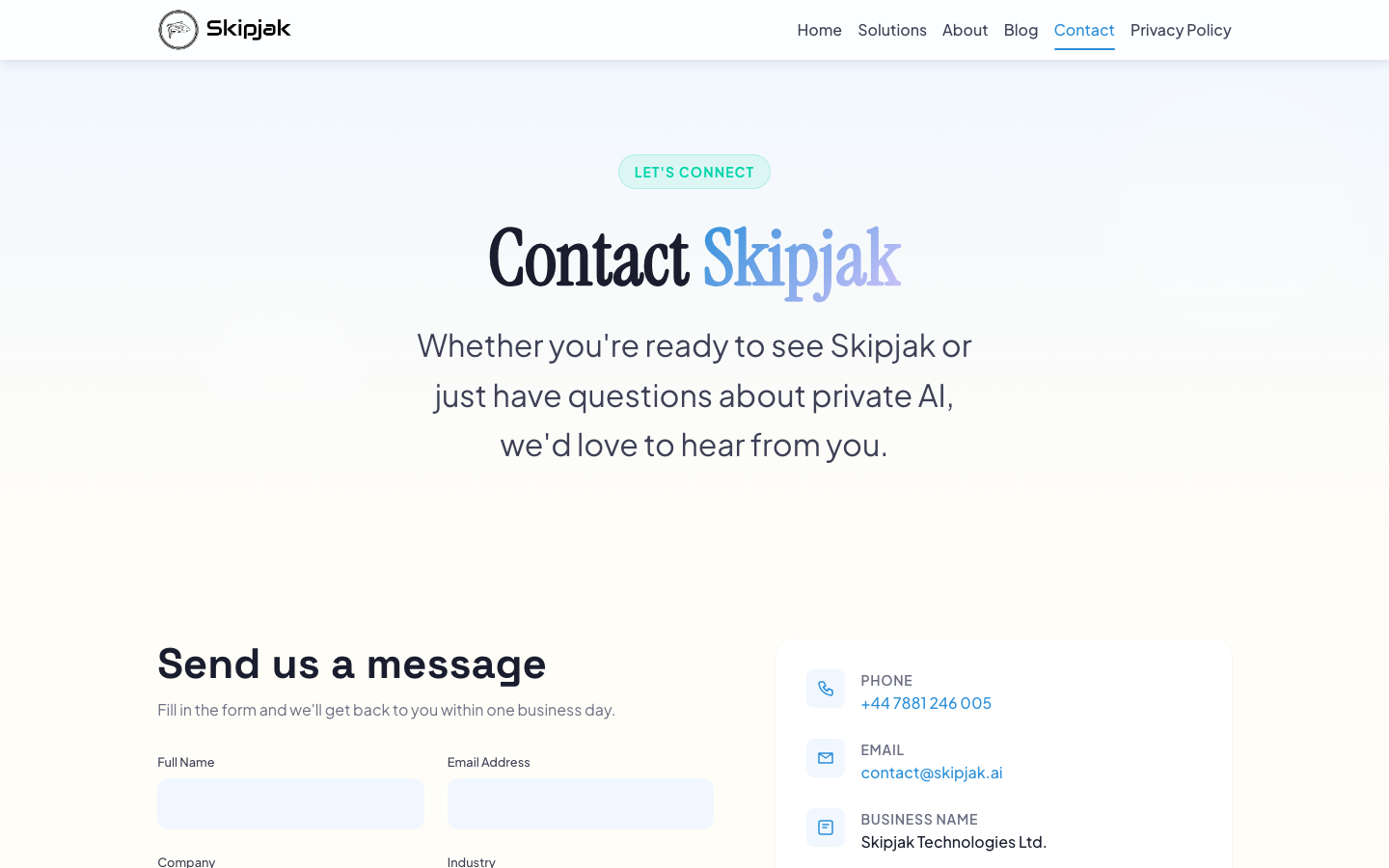 Skipjak homepage screenshot