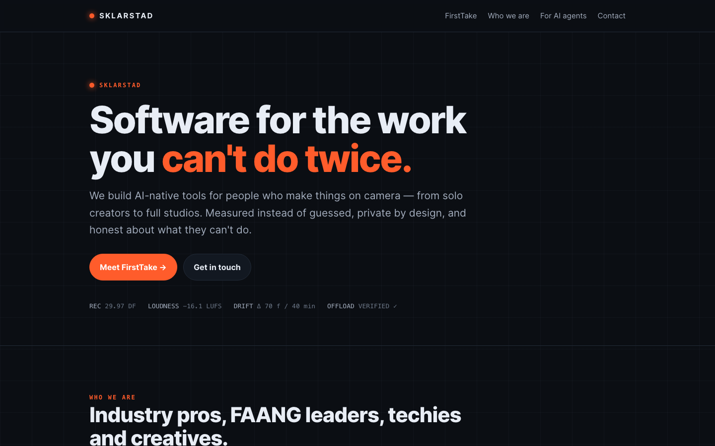 Sklarstad homepage screenshot