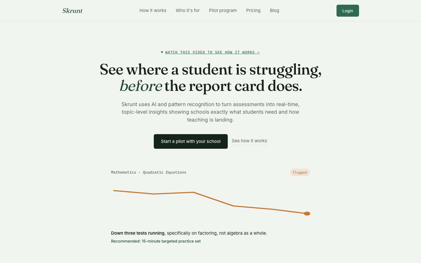 Skrunt homepage screenshot