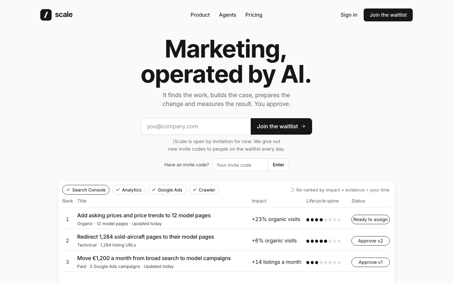 /Scale homepage screenshot