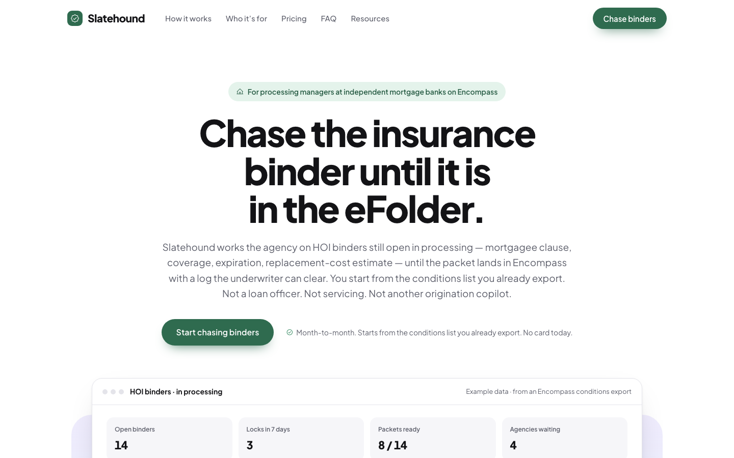 Slatehound homepage screenshot