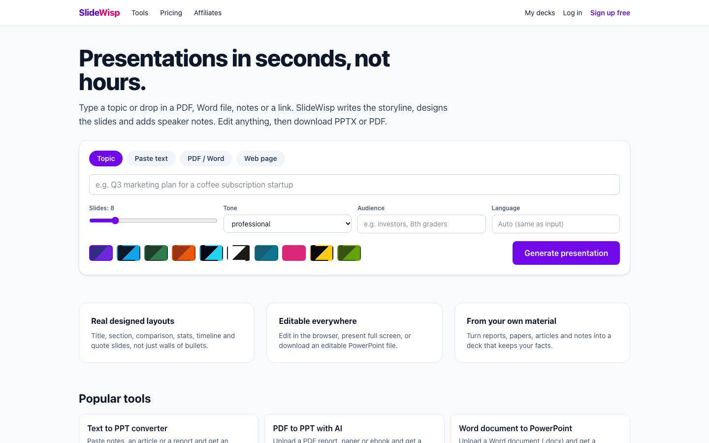 SlideWisp landing_page