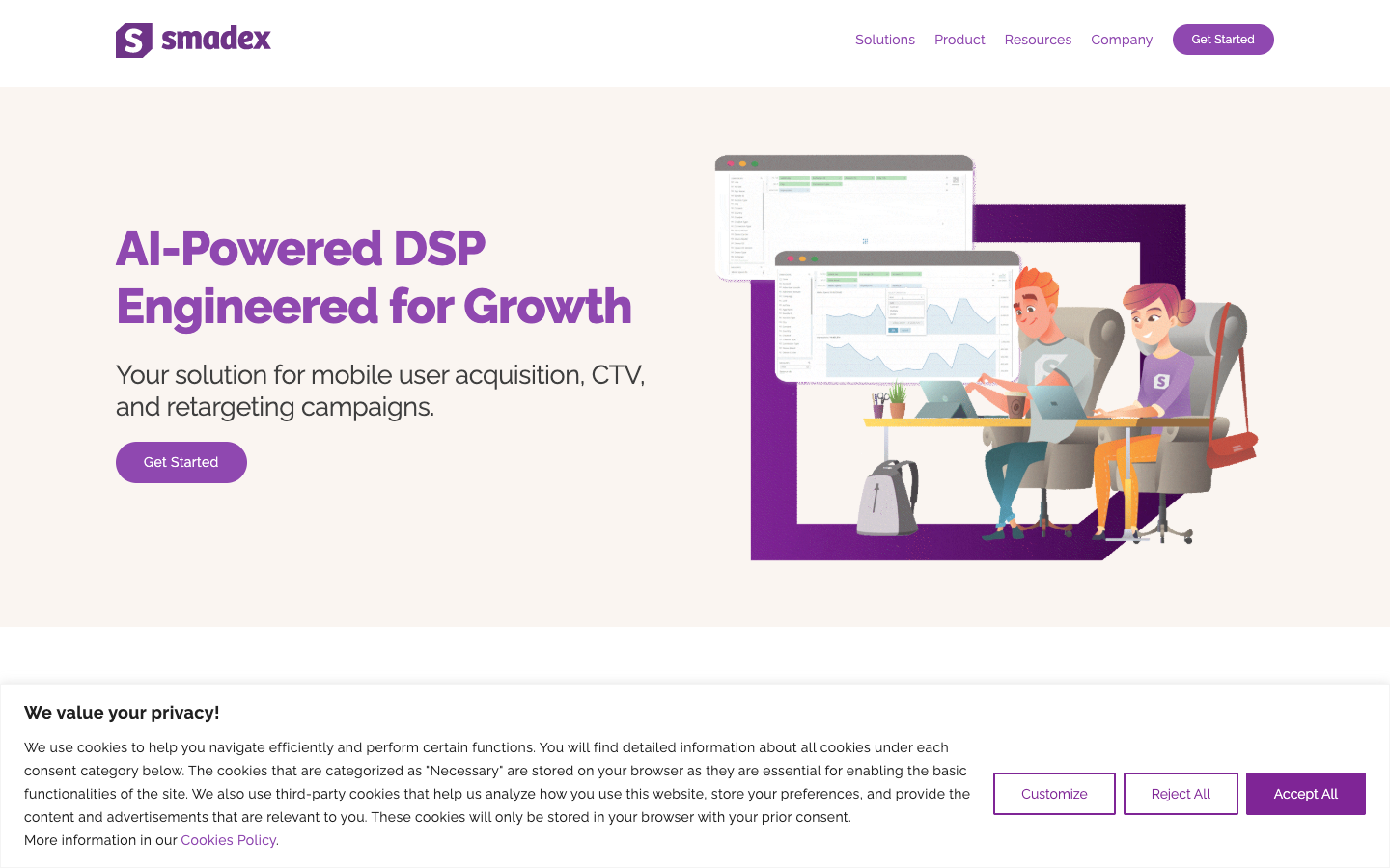 Smadex homepage screenshot